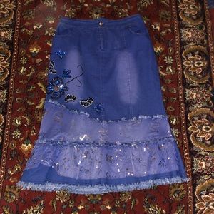 DENIM SKIRT WITH JEWELS!!! w/ matching jacket